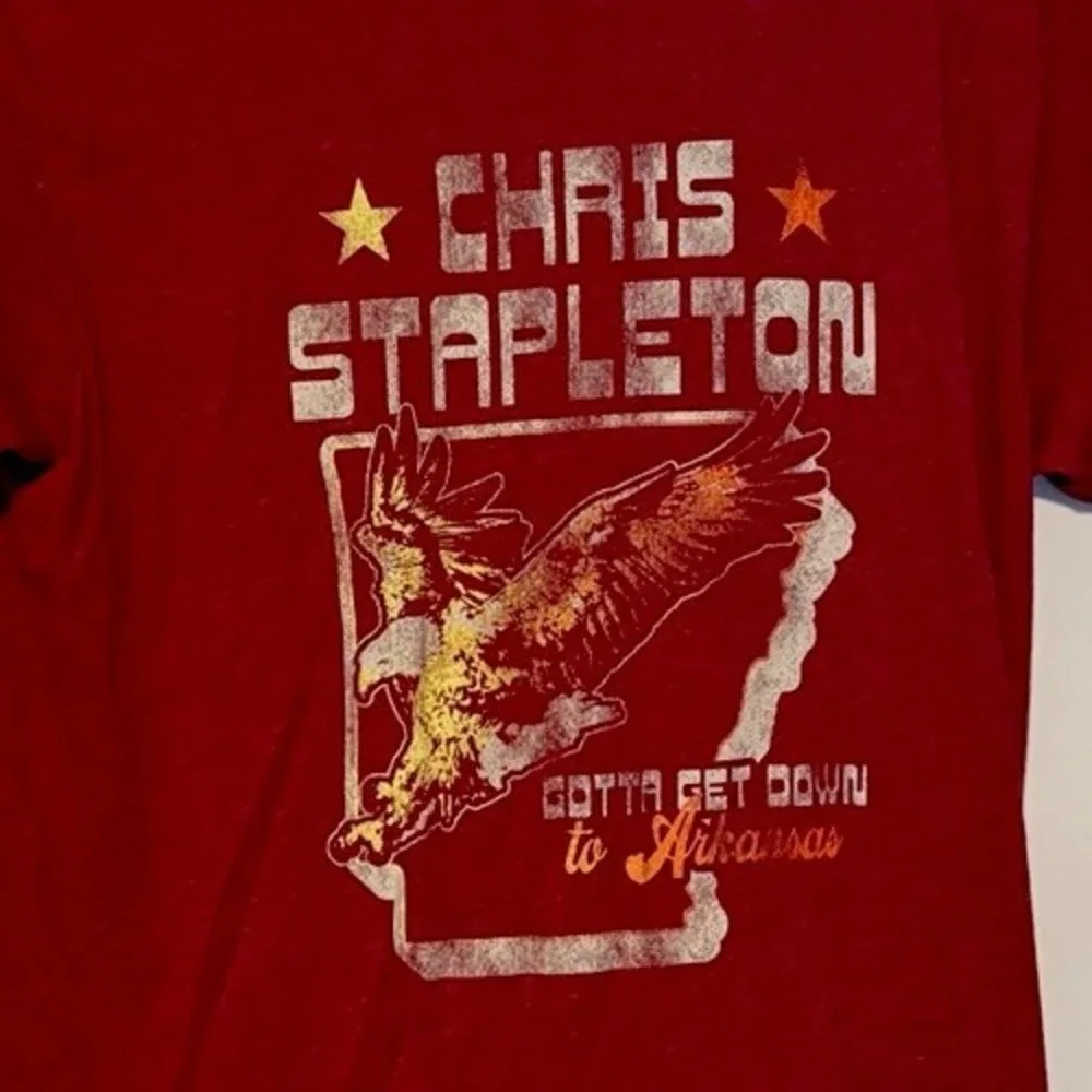 Chris Stapleton Gotta Get Down To Arkansas Tshirt Maroon Size Small Distressed